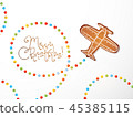 Chrismtas card with gingerbread airplane and sugar candies 45385115