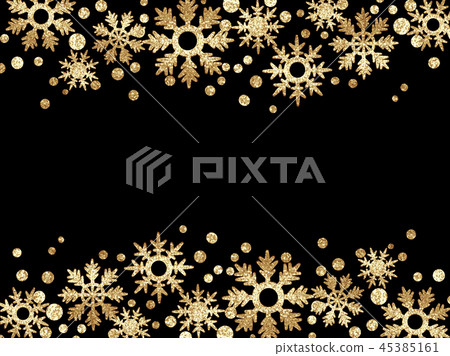 Golden glitter snowflake borders Golden glitter snowflake borders 45385161
