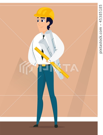 Male architect with design project in hand Male architect with design project in hand 45385185