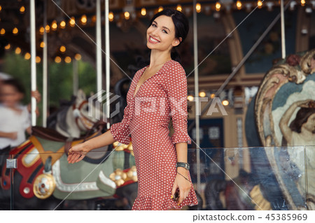 Woman in amusement excited and happy waiting 45385969