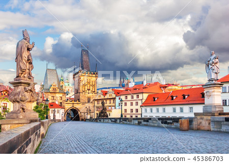 Charles Bridge with Statues of Saint Augustine of Hippo and St P Charles Bridge with Statues of Saint Augustine of Hippo and St P 45386703