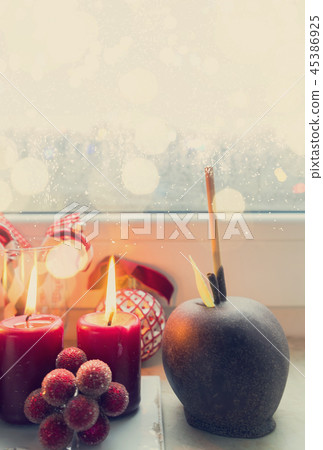 Christmas scene with burning light 45386925