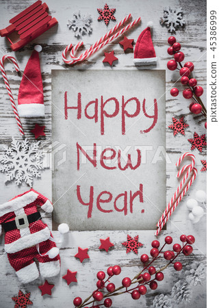 Christmas Flat Lay, Vertical Paper, Happy New Year 45386999