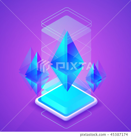 Ethereum cryptocurrency blockchain illustration 45387174