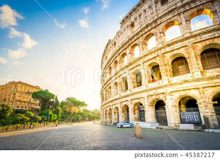 Colosseum at sunset in Rome, Italy 45387217