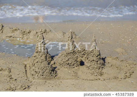 Built House sand castle with towers on the south 45387389