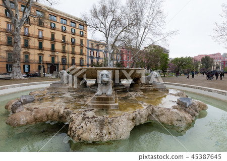 Statues in villa comunale of Naples 45387645