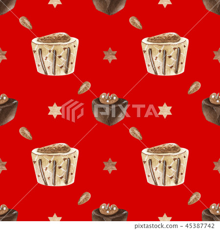 Sweet romantic pattern with chocolates and almond Sweet romantic pattern with chocolates and almond 45387742