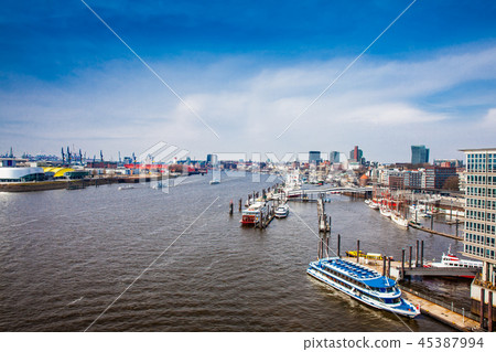 View of a Hamburg harbour and port View of a Hamburg harbour and port 45387994