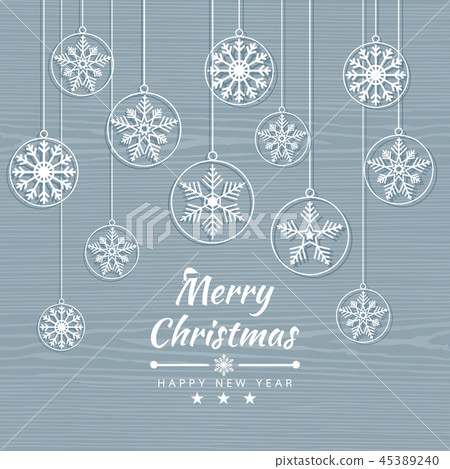Merry Christmas card with Snowflakes banner 45389240