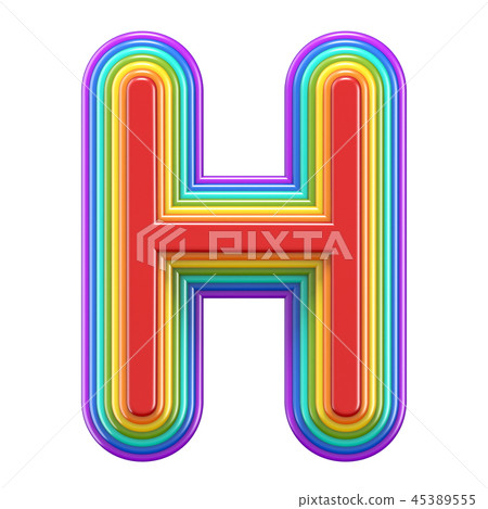 Concentric rainbow font letter H 3D Concentric rainbow font letter H 3D 45389555
