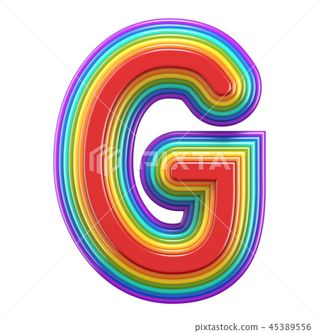 Concentric rainbow font letter G 3D Concentric rainbow font letter G 3D 45389556