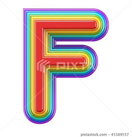 Concentric rainbow font letter F 3D Concentric rainbow font letter F 3D 45389557