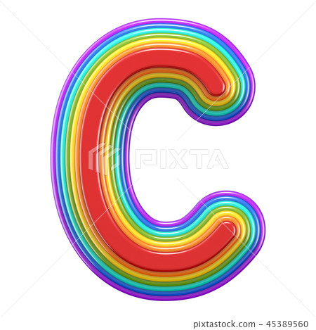 Concentric rainbow font letter C 3D Concentric rainbow font letter C 3D 45389560