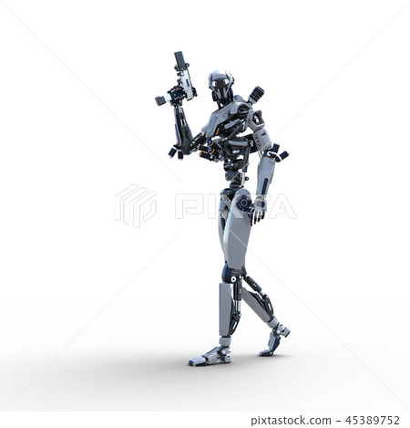 Humanoid robot perming3DCG Illustration material 45389752