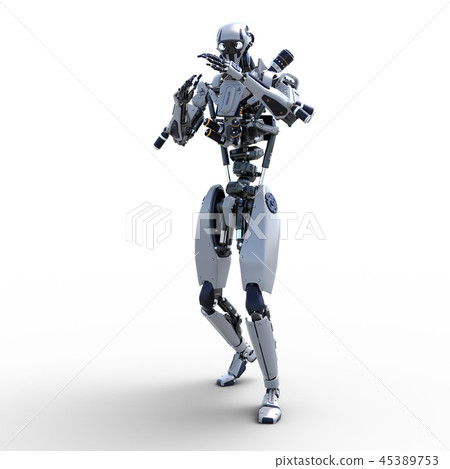 Humanoid robot perming3DCG Illustration material 45389753