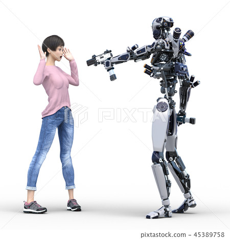 Humanoid robot perming3DCG Illustration material 45389758