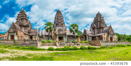 Panorama landscape view of old temple stone castle Panorama landscape view of old temple stone castle 45393676