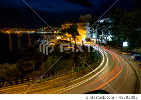 Night photo, Albania, Saranda, cityscape 45393888