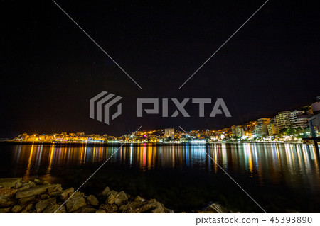 Night photo, Albania, Saranda, cityscape 45393890