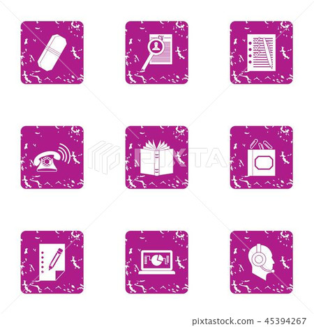 Colloquy icons set, grunge style 45394267