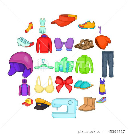 Clothing repair icons set, cartoon style Clothing repair icons set, cartoon style 45394317