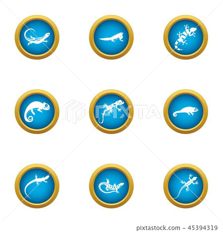 Viviparous lizard icons set, flat style 45394319