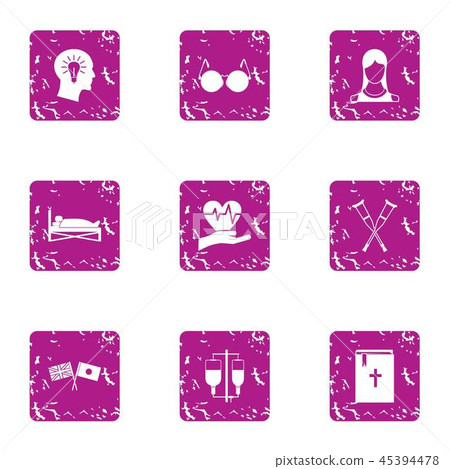 Deathbed icons set, grunge style 45394478
