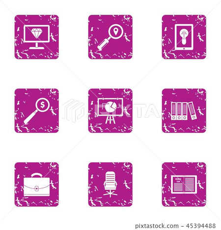 Magnifier icons set, grunge style 45394488