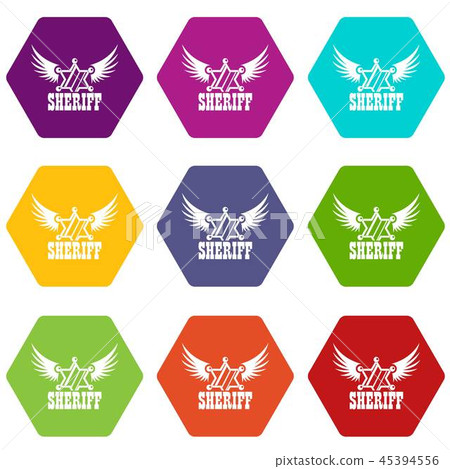 Sheriff icons set 9 vector 45394556