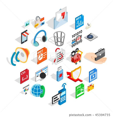 Files icons set, isometric style - Stock Illustration [45394735] - PIXTA