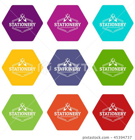 Stationery icons set 9 vector 45394737