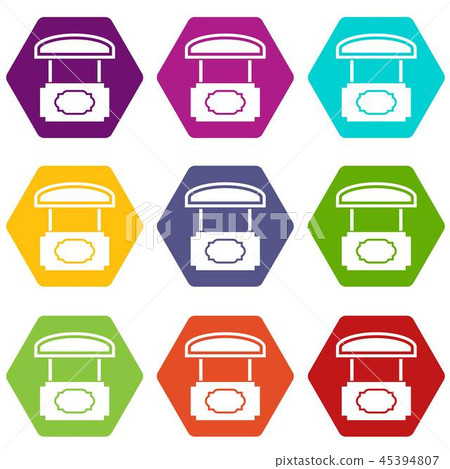 Wood stall icons set 9 vector Wood stall icons set 9 vector 45394807
