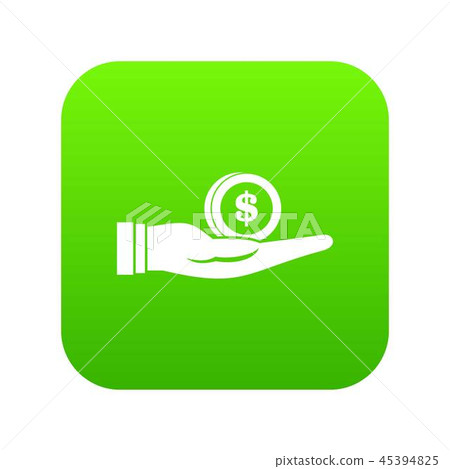Dollar in hand icon digital green Dollar in hand icon digital green 45394825