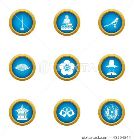 Asian oversight icons set, flat style 45394844