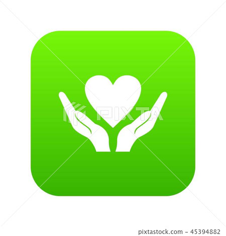 Hands holding heart icon digital green Hands holding heart icon digital green 45394882