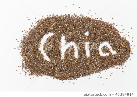 chia seeds Isolated on white backgroun 45394914