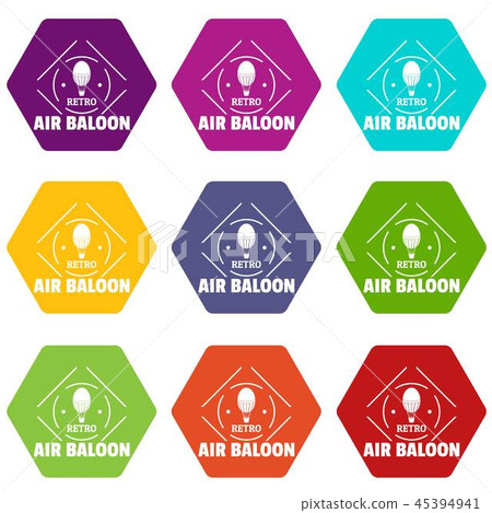 Air balloon icons set 9 vector - Stock Illustration [45394941] - PIXTA