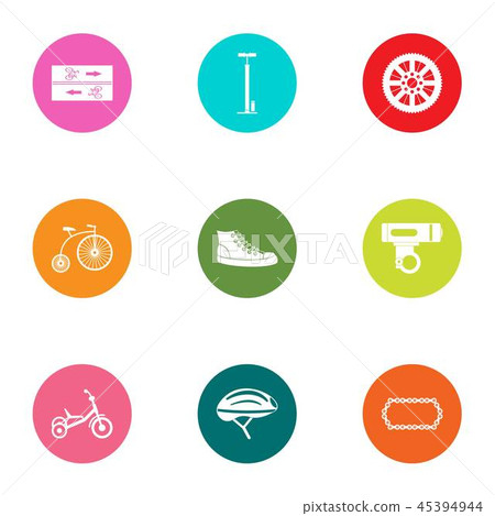 Bicycle road icons set, flat style Bicycle road icons set, flat style 45394944