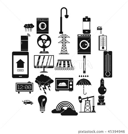 Electrical energy icons set, simple style 45394946