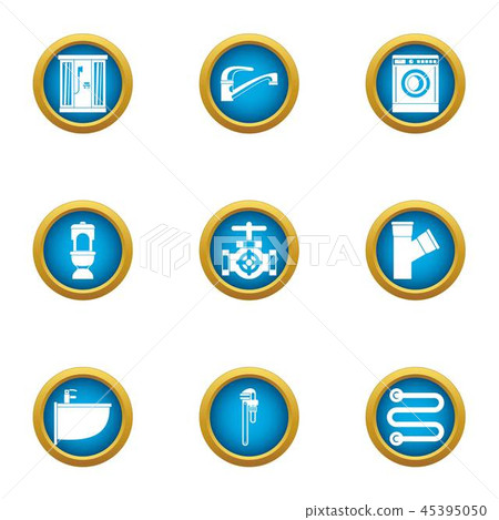 Clean pipe icons set, flat style 45395050