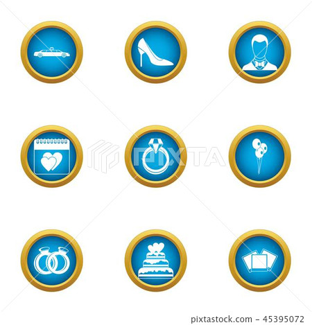 Church wedding icons set, flat style Church wedding icons set, flat style 45395072