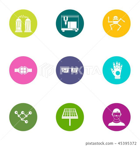 Robotics technology icons set, flat style Robotics technology icons set, flat style 45395372