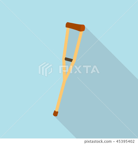 Wood crutch icon, flat style Wood crutch icon, flat style 45395402