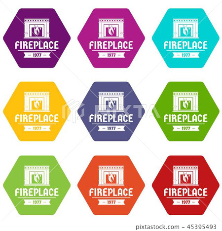 Fireplace icons set 9 vector Fireplace icons set 9 vector 45395493