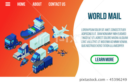 World mail concept banner, isometric style 45396249