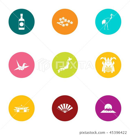 Oriental spot icons set, flat style Oriental spot icons set, flat style 45396422