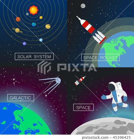 Universe banner set, flat style Universe banner set, flat style 45396425