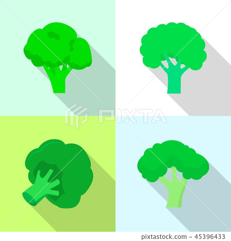 Broccoli cabbage icon set, flat style Broccoli cabbage icon set, flat style 45396433
