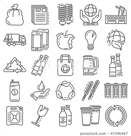 Recycles icon set, outline style Recycles icon set, outline style 45396467